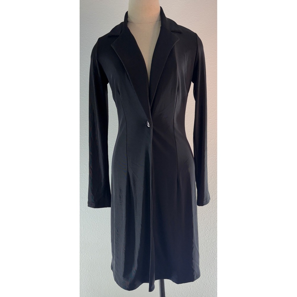 VTG Y2K 90s Evolution Black Longline Cardigan Blazer Tailored Fairy Grunge Small